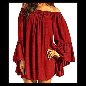 Off Shoulder Burgundy Dress